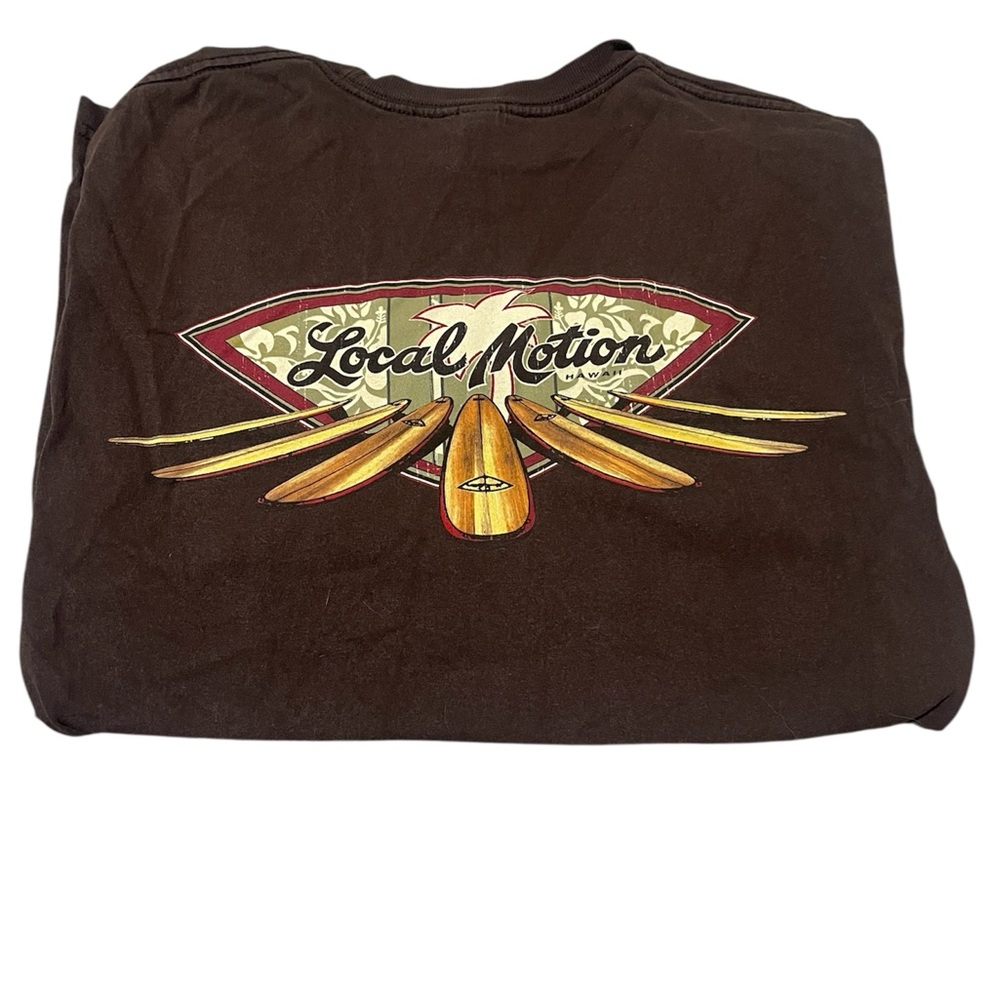 Vintage local motion Hawaii surfboards brown graphic tee fits like XL